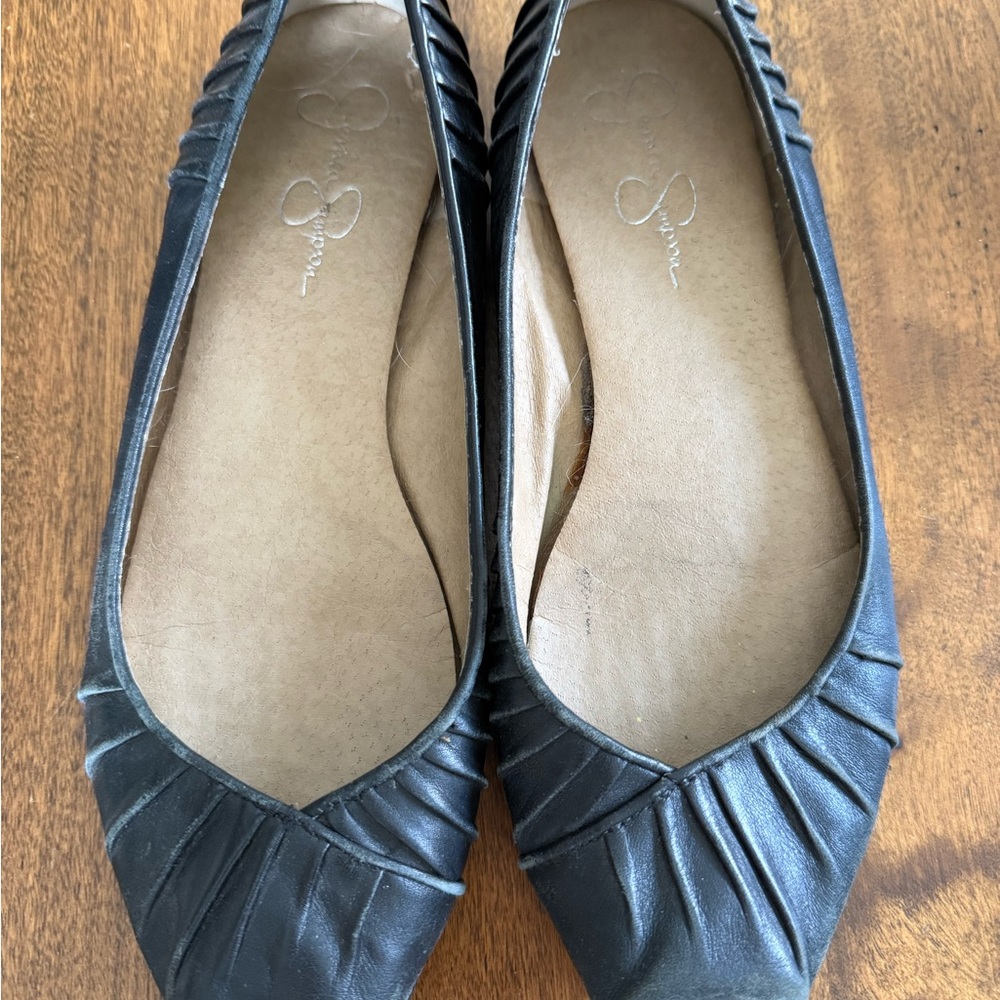 Jessica Simpson Black Pleated Flats